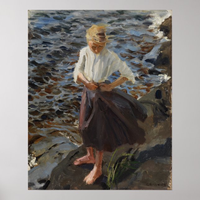 Poster Gallen-Kallela - Une Fille Debout Dans Le Vent (Devant)