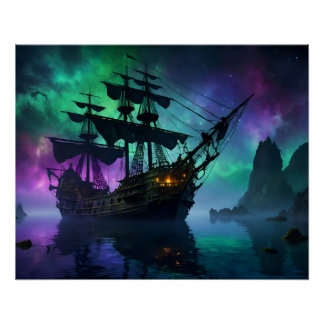 Poster Galleon sous les étoiles hantées
