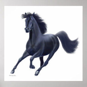 Poster Galloping Black Horse Print
