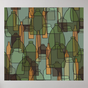 Poster Galore de verre : Motif de bouteille Vintage