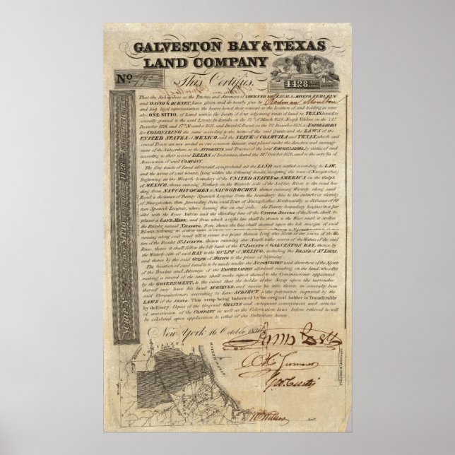 Poster Galveston Bay et Texas Land Company (Devant)