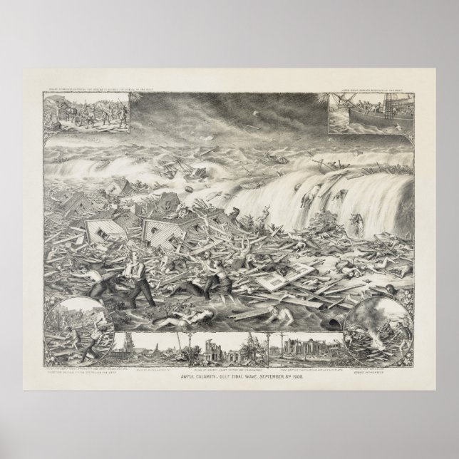 POSTER GALVESTON HURRICANE 1900 (Devant)