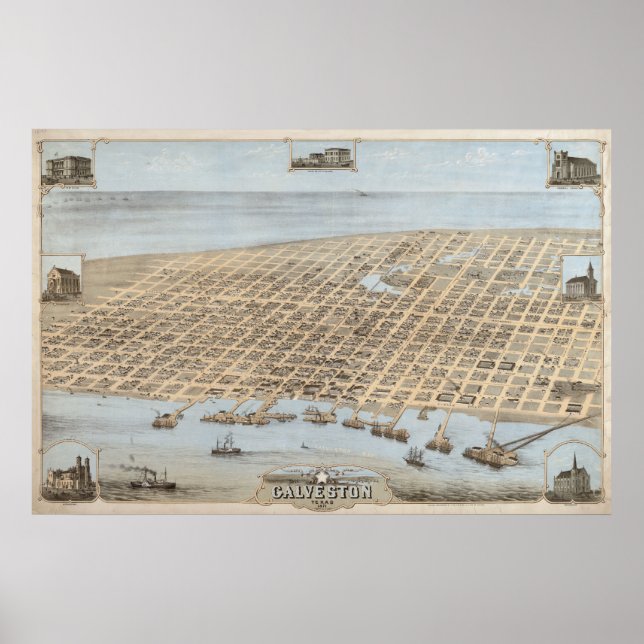 Poster Galveston panoramique (Devant)