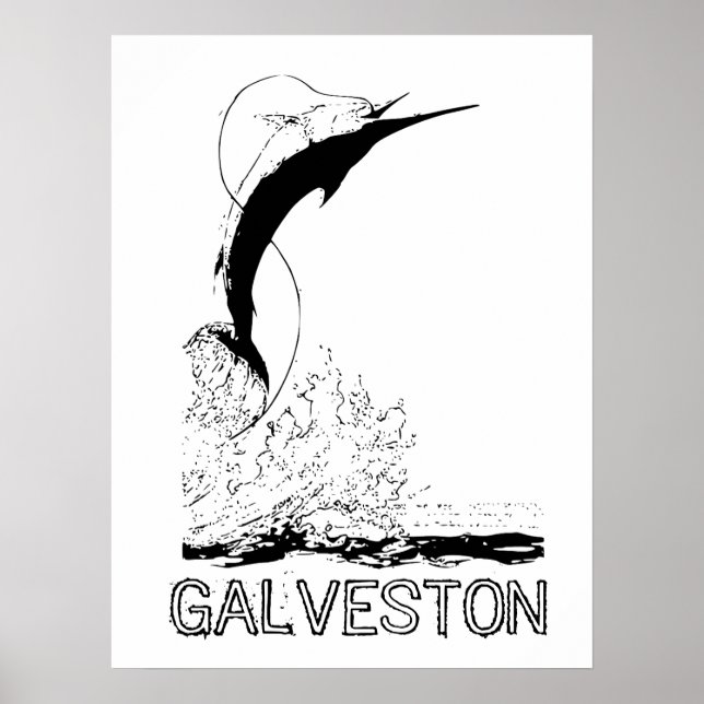 Poster Galveston, TX Pêche sportive (Devant)