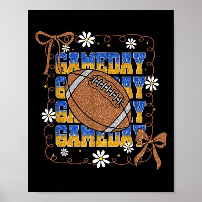 Poster Game Day Football Season Football Mama Girl Blue G (Devant)