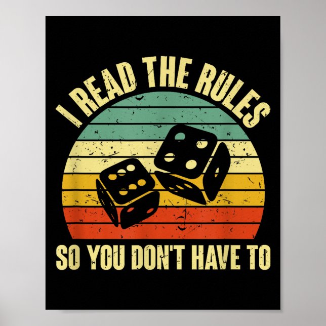 Poster Game Night Adults Funny Board Games I Read The Rul (Devant)