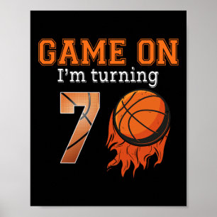 Poster Game-On I'm Turning 7 Basketball 7th Birthday Boy