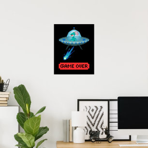 Poster 'Game Over' Extraterrestre Volant UFO Vaisseau Spa
