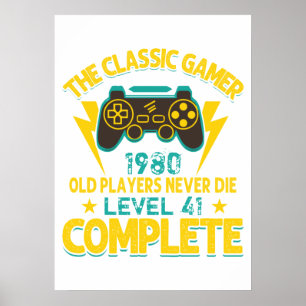 Poster Gamer Anniversaire Cadeau personnalisé Année et âg