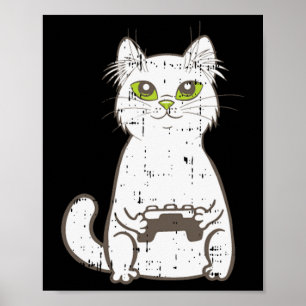 Poster Gamer Cat Video Game Controller Cute Gaming Geek G
