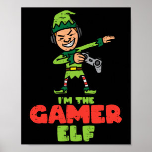Poster Gamer Elf Dab Noël Famille Garçons Enfants Hommes