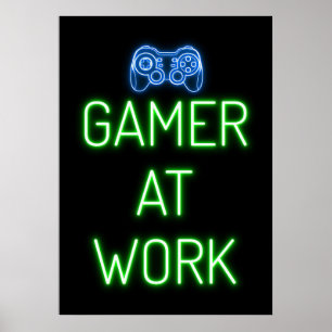 Poster Gamer Gift   Joueur au travail