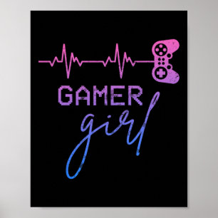 Poster Gamer Girl Cute Heartbeat Gamer For Girl Video Gam