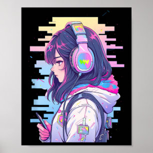 Poster Gamer Girl Funny Pastel Japon Anime Streamer Japon
