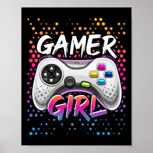 Poster Gamer Girl Video Game Controller Jeu Anniversaire 