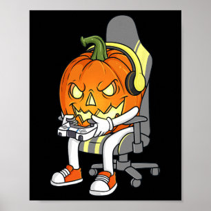 Poster Gamer Halloween Jackolantern Scandale Jeux Garçons