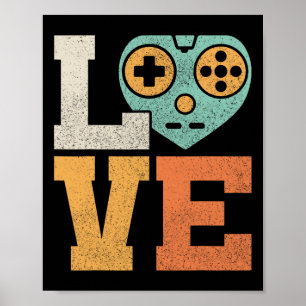 Poster Gamer Love Outfit Vidéo Vintage Costume de jeu Ret