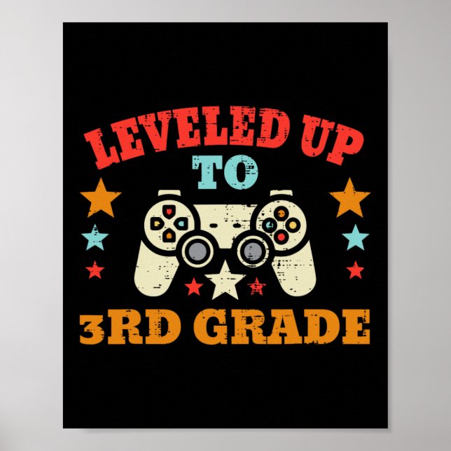 Poster Gamer Niveau Jusqu'À 3E Classe Troisième Premier J (Devant)