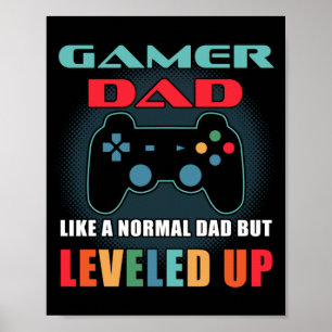 Poster Gamer Papa Cadeau Normal Papa Levelup Fête des pèr