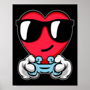 Poster Gamer Valentines Jour mignon contrôleur de jeu vid
