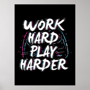 Poster Gamer Word hard Play Harder