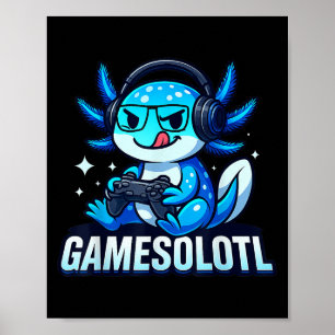 Poster Gamesolotl Axolotl Poisson Joueur Jeux Anime Vidéo