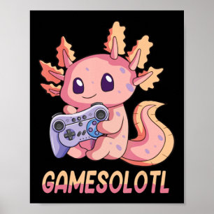 Poster Gamesolotl Axolotl Vidéo Gamer Kawaii Pastel Goth