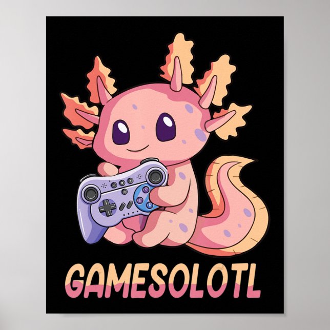 Poster Gamesolotl Axolotl Vidéo Gamer Kawaii Pastel Goth (Devant)