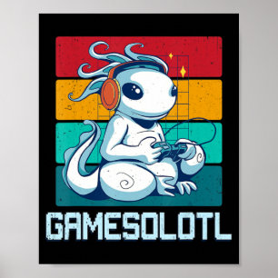Poster Gamesolotl Cute Axolotl Video Gamer Kawaii Anime B