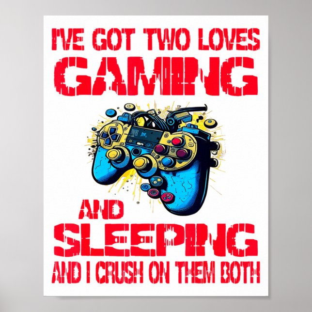 Poster Gaming And Sleeng Gamer Valentines Day Boys Kids  (Devant)