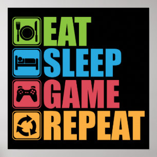 Poster Gaming - Eat, Sleep, Game, Repeat - Gamer, Funny