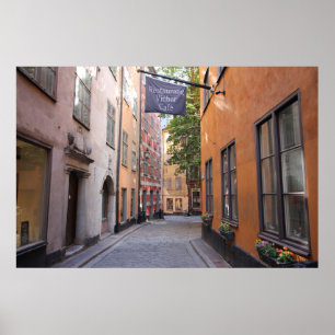 Poster Gamla Stan, Stockholm, Suède ; Pastels Cobblestone