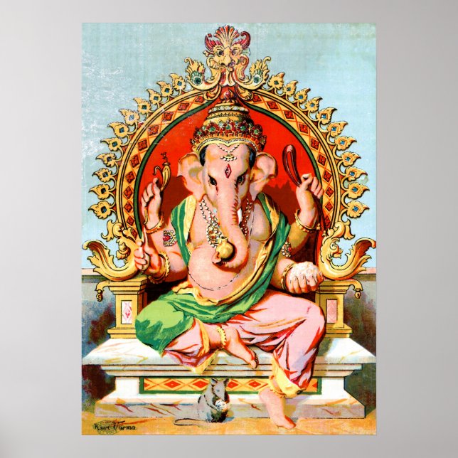 Poster Ganapathi par Ravi Varma. Ganesha (Devant)