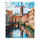Gand Belgique Travel Art Vintage