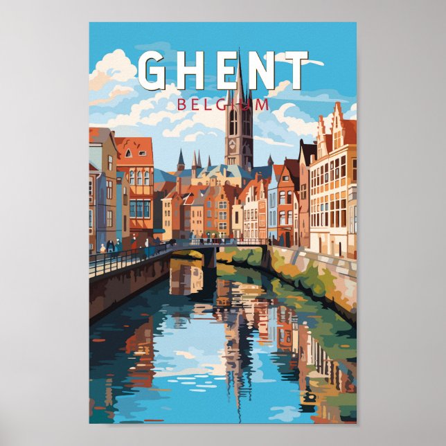 Poster Gand Belgique Travel Art Vintage (Devant)