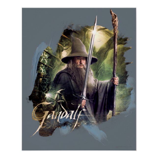 Poster Gandalf Avec Personnel Et Épée (Devant)