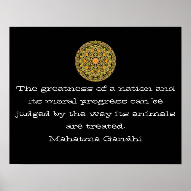 Poster Gandhi animal rights végétalien végétalien citatio (Devant)