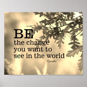 Poster Gandhi citation être le mot de changement art