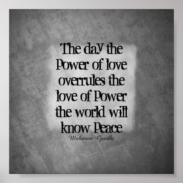 Poster Gandhi paix citation typographie sur gris (Devant)