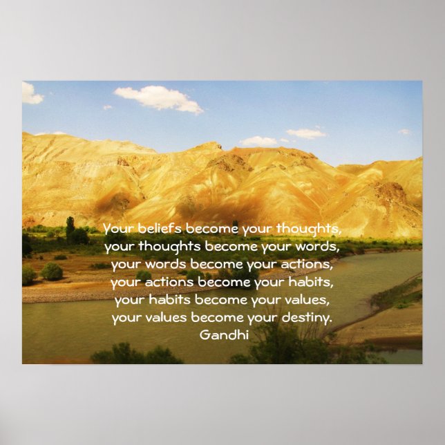 Poster Gandhi Sagesse Citer Sur Le Destin (Devant)