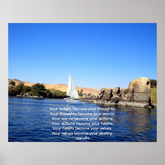 Poster Gandhi Wisdom Citation sur le destin (Devant)