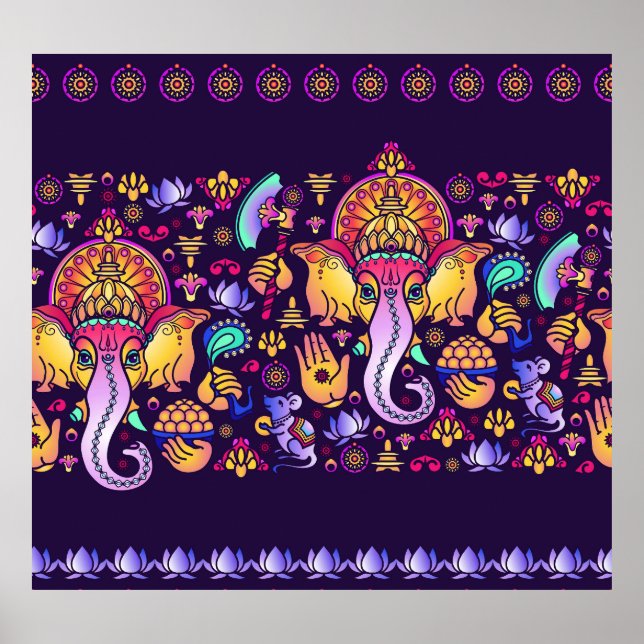 Poster Ganesh Hindu God : Festive sans fil (Devant)