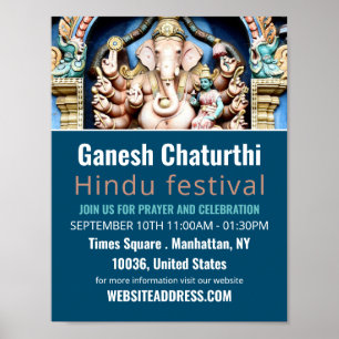 Poster Ganesh le Dieu hindou, événement hindou publicité