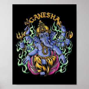 Poster Ganesha Dieu hindou éléphant spirituel Yoga Médita