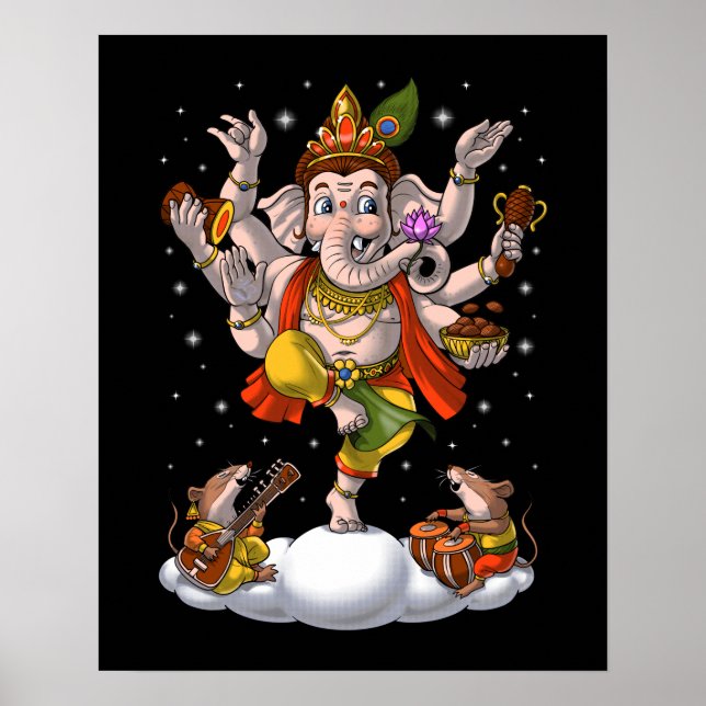 Poster Ganesha Hinduism Elephant Dieu (Devant)