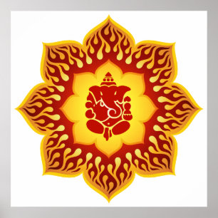 Poster Ganesha Lotus Design