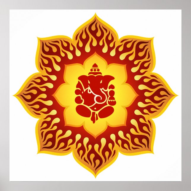 Poster Ganesha Lotus Design (Devant)