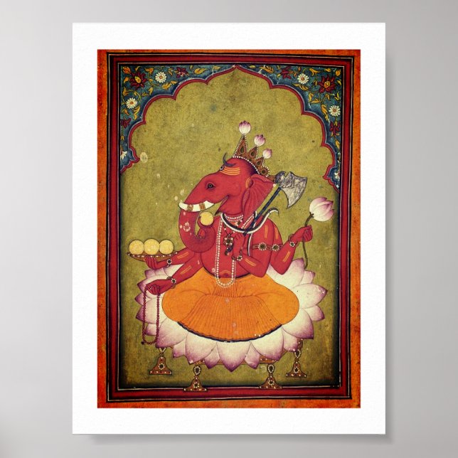 Poster Ganesha sur le point de jeter son lotus (Devant)