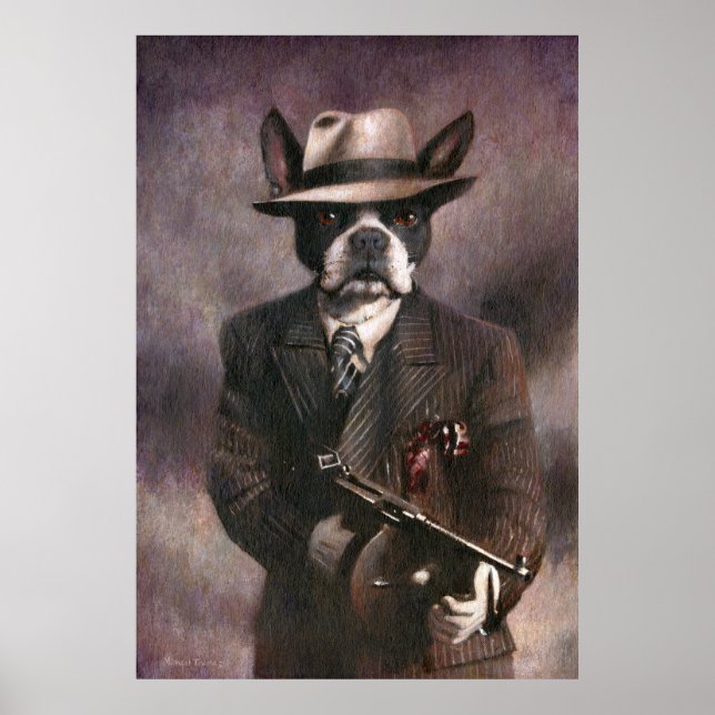 Poster Gangster Boston Terrier des années 1930 vin (Devant)