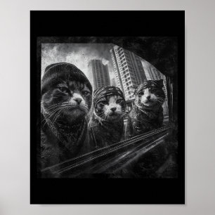 Poster Gangster Cats Street Humour graphique amusant
